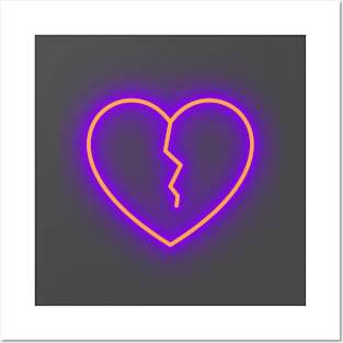 Neon broken heart Posters and Art